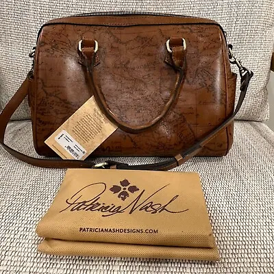 NWT Patricia Nash Signature Map Skye Satchel Riot Rust Medium Brown 887986370156 • $129.99