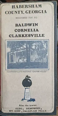 1980 Habersham County Georgia Map With Ads Cornelia Clarkesville Etc 21x27 • $12