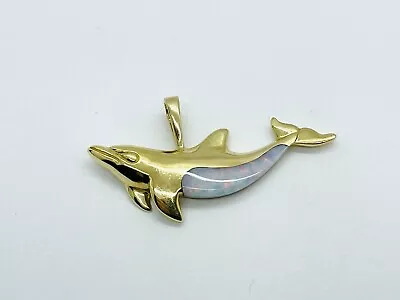 Kabana 14K Yellow Gold Opal Dolphin Pendant • $395