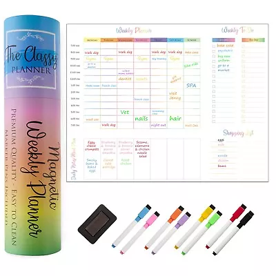 Weekly Planner Whiteboard A3 Magnetic Whiteboard For Fridge Dry Wipe • £12.99