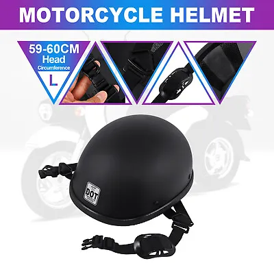 Motorcycle FLAT DOT Beanie Half Helmet Cap Skid Scooter Chopper Size L • $26.39