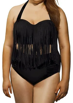 £19.38 • Buy Women's Plus Size Womens Fringe Tassel High Waisted Push Up  Swimwear Bikini Set