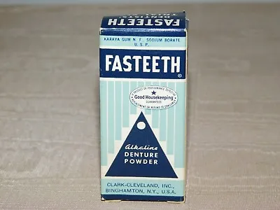 Vintage Dentist Medicine False Teeth  Fasteeth Denture Powder Tin In Box • $34.99