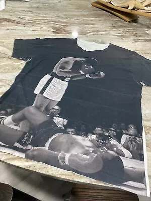 MUHAMMAD ALI T-SHIRT THRILLA IN MANILA. CASSIUS CLAY SONNY LISTON Sz L AOP All • $18.89