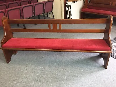Solid Silky Oak Church  pews With Red Cushion 215cx96x47cm Good Condition  • $400