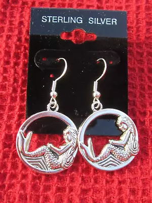 925 Sterling Silver Mermaid Dangle Earrings • $13.95