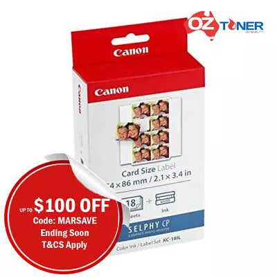 Canon KC-18IL Print Cartridge/Paper Kit 18x Lable Stickers Selphy CP910 CP1200 • $41.70