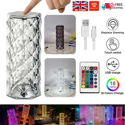£9.75 • Buy RGB LED Crystal Table Lamp Diamond Rose Bar Night Light Touch Atmosphere Bedside