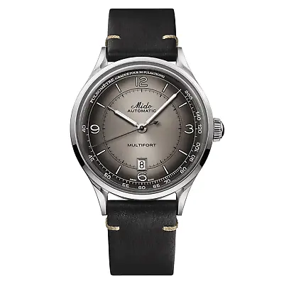 Mido Multifort Patrimony Automatic Gray Dial Leather Men's Watch M0404071606000 • $524.95