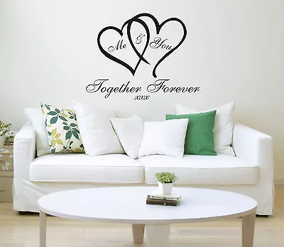 Me & You Love Heart Quote Wall Sticker Art Home Decal Wallart Family Bedroom • £4.99