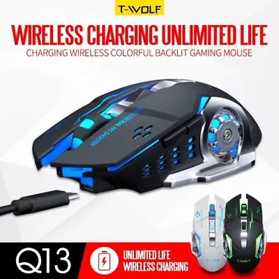 Wireless Gaming Mouse Ergonomic Optical RGB Backlit Recharge PC Laptop Desktop • $18.95