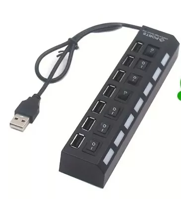   7 Port USB 3.0 Hub Splitter With Individual On/Off LED Switches 5Gbps • $8.50