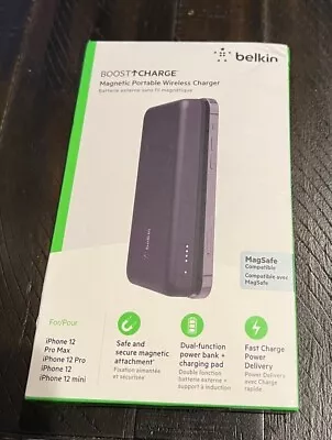 BELKIN BoostCharge Magnetic Portable MAGSAFE Wireless BATTERY 10K MAh 18W USB-C • $33.59