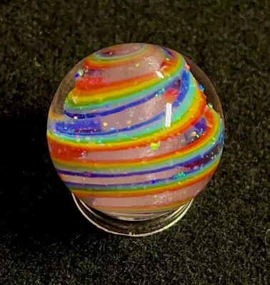 Bryan Trillas Glass Marble/0.65-0.75”/handmade-rainbow Swirl+pink+opal & Uv • $20