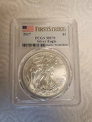 2017 U.S. S$1 Silver Eagle First Strike PCGS MS70  • $42.99