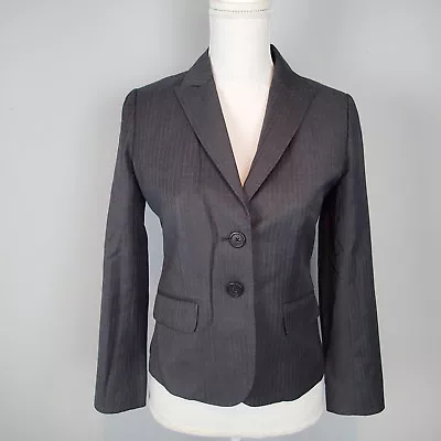 J CREW  Wool  Blazer Jacket Sz 2p Charcoal Gray Stripes Z4 • $28.95
