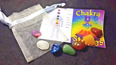 CHAKRA HEALING CRYSTALS 7 Set  Best Stones Chakra Reiki Chakras Healing Organza • £4.25