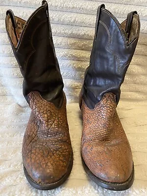 Vintage Cowtown Boot Co. Cowboy Boots Men's Size 10EE 2 Tone Brown/Rust Leather • $16.95