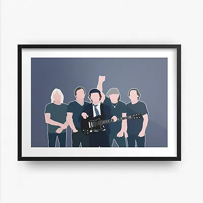 AC/DC INSPIRED WALL ART Print / Poster Minimal A4 A3 Acdc Highway Back In Black • £4.99