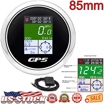 85mm Digital GPS Speedometer Odometer Voltmeter Gauge For Boat Car Truck ATV US  • $44.31