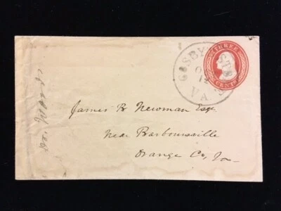 $95 • Buy Va Cosby's Store Cover 3¢ Entire One Year P.o. 1857-58