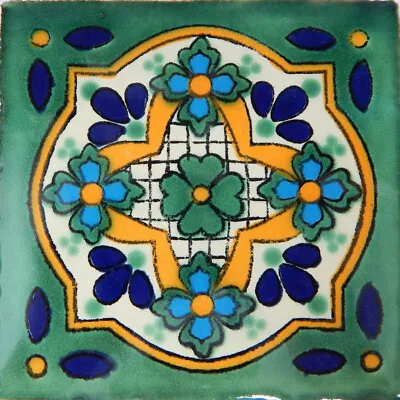 Mexican Tile Folk Art Handmade Talavera Backsplash Handpainted Mosaic # C248 • $1.79