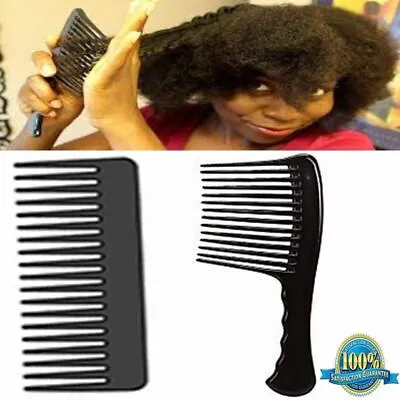 Wide Tooth Detangle Comb Hairdressing/styling Barbers Afro Rake Combs Black New • £2.99