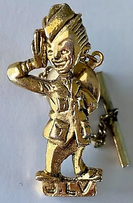 Vintage JLV Saluting Soldier Gold Tone Tie Tack Military • $8