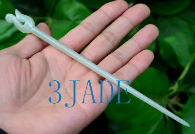 White Nephrite Jade Fish Hook Hei Matau Hair Stick / Hairpin NZ Maori Style • $69.99
