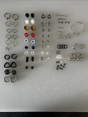 Body Jewelry Lot Barbells And Rings Glass Steel Titanium Silicone Gauges • $99.99