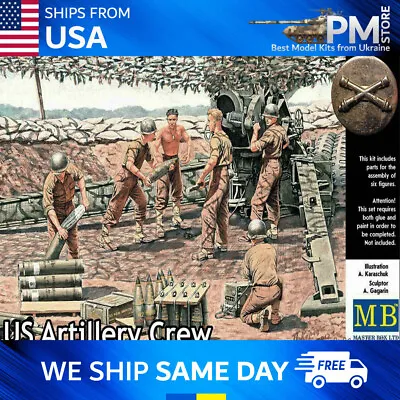 Master Box 3577 US Artillery Crew WWII Plastic Model Kit For Kids 1/35 Scale • $25.95