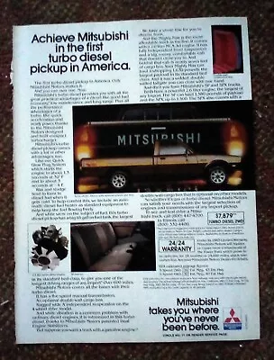 1983 Mitsubishi Diesel Pickup Truck Print Ad • $6