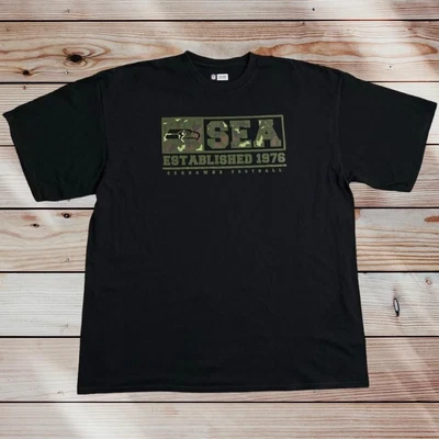 £12.50 • Buy Men’s Vintage Reebok NFL Seattle Seahawks T Shirt - Black/Camo - XXL