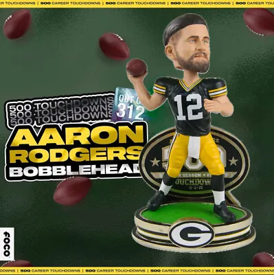 Aaron Rodgers Green Bay Packers 500 Career Passing Touchdowns Bobblehead #/312 • $140