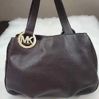 Michael Kors Fulton East West Chocolate Brown Pebbled Leather Tote • $48