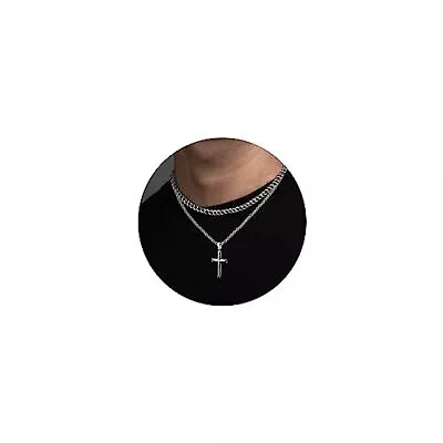 925 Sterling Silver Cross Necklace For Men Women Stainless Steel Diamond Cut ... • $40.82