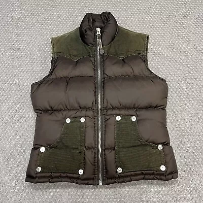 True Religion Women’s Large Down Puffer Vest Full Zip Corduroy NICE Brown • $39.99