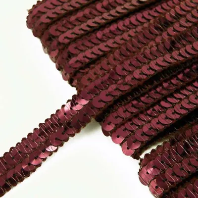 15mm Sequin Lace Fabric Double Row Trim Costumes Dress Crafts  Burgundy ST50 • £1.95