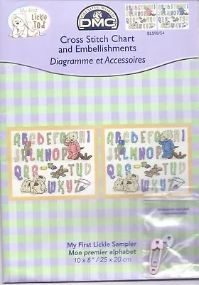 MC Lickle Ted Cross Stitch Chart Pack  My First Lickle Sampler  For Boy Or Girl • £6.99