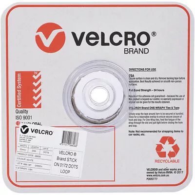 Velcro Stick On General Purpose ONLY Loop Dots Hold 500g White 22mm 900 Dots • $125.95