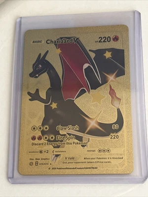 $22 • Buy Charizard V HP 220 Gold Foil Pokemon Card 079/073 Fan Art Mint