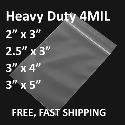 2 X3  2.5  4  5  Clear 4 Mil Plastic Zip Seal Bag Reclosable Top Lock 4Mil • $19.99