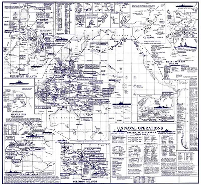 Infographic Map Of The Pacific Theater Naval Battles During World War II Poster • $13.95