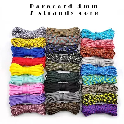 10-100FT 550 Paracord 4mm 7 Strand Camping Rope Mil-Spec Parachute Cord Lanyard • £4.03