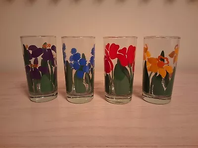 Vintage Anchor Hocking 1983 Nina Floral 15 Oz Iced Tea Glasses (Set Of 4)  • $25