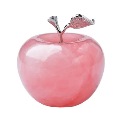 Crystal Apple Natural Healing Rose Quartz Figurine Gift Sculpture Ornament • $18.99