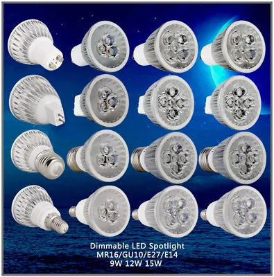 Dimmable LED Spotlight Bulb GU10 MR16 E27 E14 9W 12W 15W 85-265V 2800-6500K • $4.61