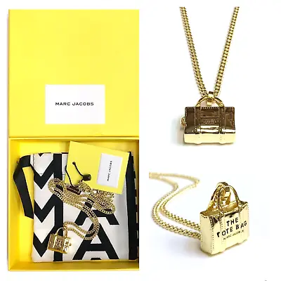 NWT MARC JACOBS THE TOTE BAG Gold Plated Brass Nickel Free Pendant Necklace • $135