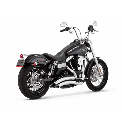 Big Radius 2-Into-2 Slip On Mufflers - Dyna Fat Bob Super Glide Wide - Chrome • $1099.99