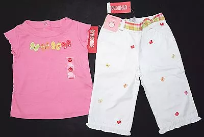 NWT GYMBOREE Baby Girls Social Butterfly Summer Outfit Top White Jean Sz 18 - 24 • $28